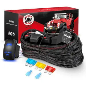 Nilight Wiring Harness Kit Nylon 14 AWG 1 Lead 12V 5Pin Rocker Switch Laser On Off Power Relay Blade Fuse for LED Light Bar Off Road Lights on Cars Jeep Boat Trucks