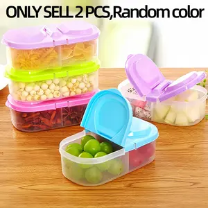 Random Color Food Storage Container with Lid, 2 Counts/set Small Storage Box, Multifunctional Organize Container for Picnic, Kitchenware Tools, Snack Container, Reusable Food Organizer, Stackable Lunch Leak Proof Container, Plastic Containers Set
