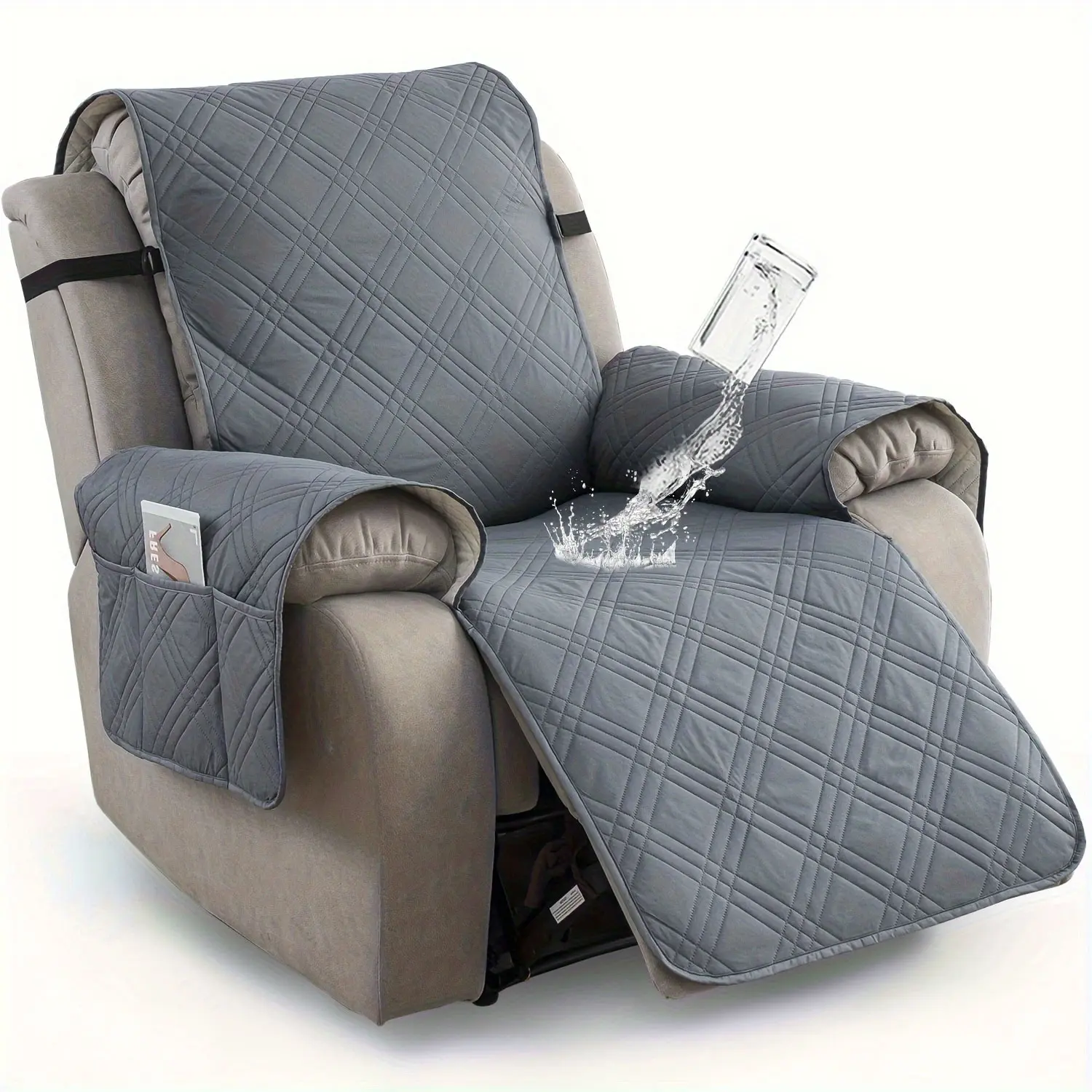 Waterproof Recliner Chair Cover, Non Slip Recliner Covers For Recliner Chair With Pocket, Furniture Protector, Easy To Install & Easy Care