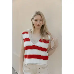 Stripe Sweater Vest, Red *final sale*