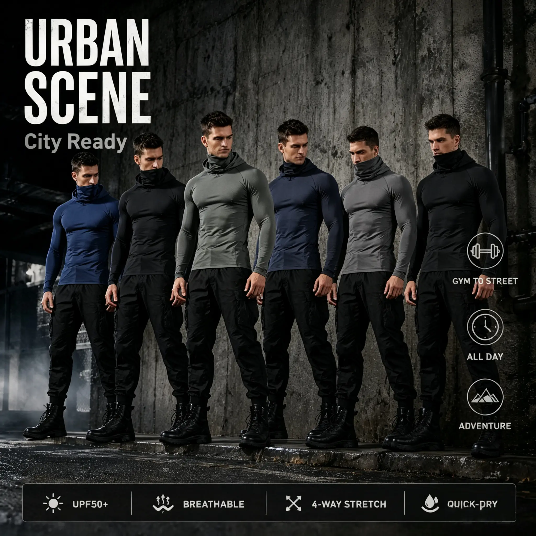 6-Pack Men's Slim Fit Pullover Hoodies, Long Sleeve Lightweight UPF Sun Protection Casual Tops, Soft Breathable Comfortable Classic Versatile Mens Shirts, Machine Washable Daily Wear Tops Suitable for Multi Occasions, Blue, Black, Light Gray