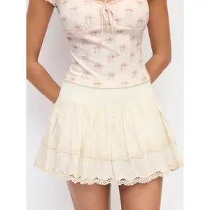 Cider Cotton-blend Low Rise Textured Layered Ruched Mini Skort