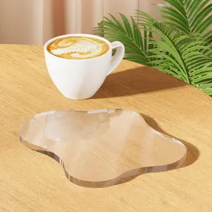 Desk Coaster Decorative Plates, Clear Cloud Shape bar Drink Coasters, Coffee Cup Coaster for Desk Accessories Office  Decor, for Tabletop, Coffee Table, Kitchen, Bar(Clear)