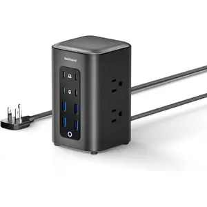 Power Strip Tower (230W), 14-in-1 USB-C Charging Station with 2000J Surge Protection, 5FT Extension Cord, 6 AC Outlets & 8 USB Ports for Home Office Dorm - Fire-Retardant - Overload Protection - Fast Charging