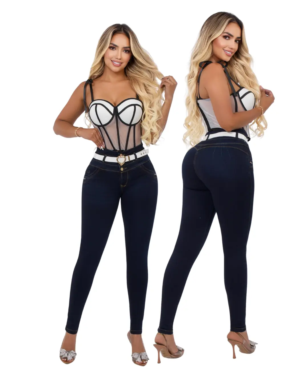 Liana Women's Colombian Butt Lifting Stretch Jeans, High-Waist Skinny Ankle Trousers with BBL Effect and Belt, Bottoms, Trouser