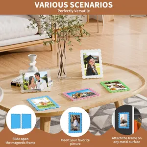 Artistic Minimalist Christmas Holiday Photo Frame, Colorful Acrylic Transparent Light, Fits 6 Inch Desktop, Multi-Purpose Display