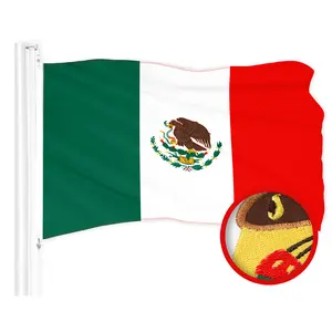 G128 Mexico Mexican Flag | 4x6 Ft | ToughWeave Series Embroidered 300D Polyester | Country Flag, Embroidered Design, Indoor/Outdoor, Brass Grommets