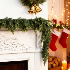 2 Pcs 6FT Real Touch Christmas Garland Set with Berries & Pinecones DIY Kit – Artificial Greenery Ornaments for Table, Mantle, Doorway & Outdoor Holiday Decor