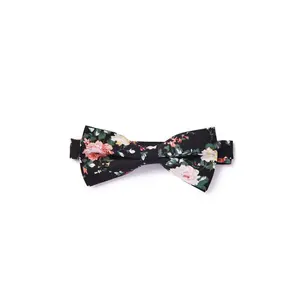 Shabby Chic Floral Bow Tie - Black