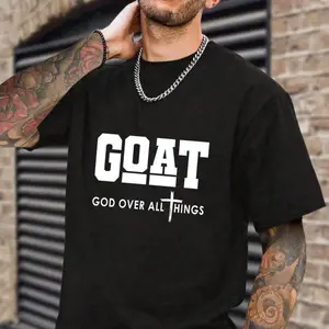 Goat God Over All Things Shirt Casual Style Crew Neck Short Sleeve T-Shirt Tops Trendy for Unisex, Perfect Gift