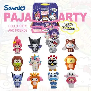 1/3/6PCS Hello Kitty and Friends Official Licensed  Pajama Costume Blind Capsule Mystery Figure, Random Kawaii Collectible, Cute Collectibles, Cute Desk Decor Gift My Melody Kuromi Action Figures Statues Miniatures Home Decor Birthday Gift