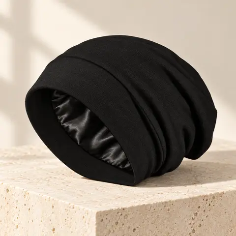 Unisex Satin-Lined Heatless Hair Bonnet - Adjustable Fit, 24-Hour Protection, Anti-Frizz, Moisture-Retention Fabric, Smooth Daily Styling Accessory for Natural Hair & Dreadlocks