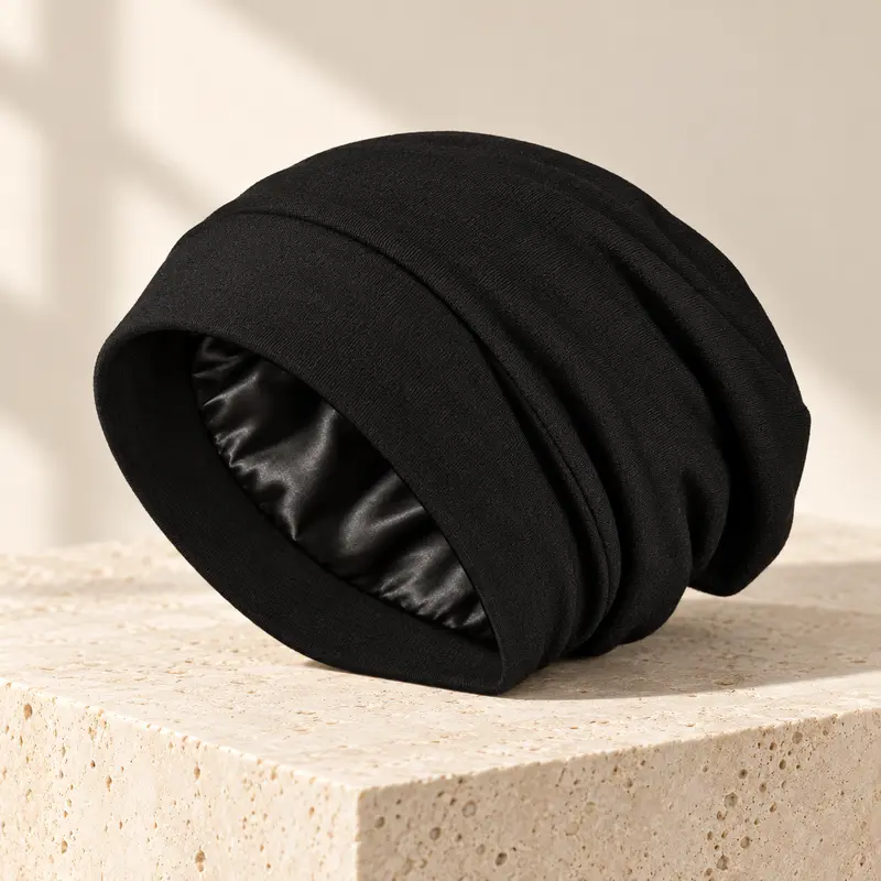 Unisex Satin-Lined Heatless Hair Bonnet - Adjustable Fit, 24-Hour Protection, Anti-Frizz, Moisture-Retention Fabric, Smooth Daily Styling Accessory for Natural Hair & Dreadlocks