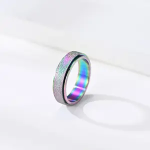 Titanium Stainless Steel Stress Relief Ring Unisex Fidget Spinner Ring for Stress Reduction & Gift Giving