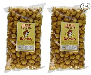 2 Bags Famous Viral Buc-ees Beaver Nuggets Snack - Snacks with Sweet Coated Bites and Crunchy Texture, Light and Airy Crisps - 2 pack (13 oz e/a - 26 oz total)