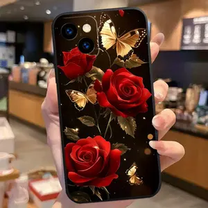 Fashionable and creative soft phone case, featuring colorful floral and butterfly designs, compatible with iPhone 16, 15, 14, 13, 12, and 11 series
