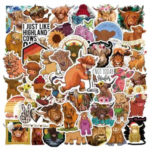 Cartoon Plateau Cow Series Graffiti Sticker, Funny Stickers, 50pcs Self-adhesive Decorative Stickers, Diy Decals For Water Bottle, Laptop, Phone Case, Summer Gifts