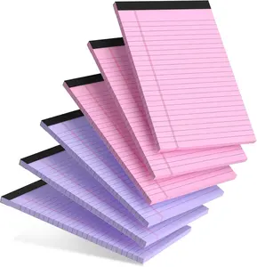 Purple Small Legal Pad 5 x 8 College Ruled Color Legal Pads Paper Notepads 6 Pack Sturdy  Writing Pads 5 x 8 Note Pads Perforated Narrow Ruled Pads of Paper