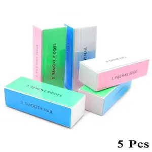 5pcs Colorful 4-Sided Sponge Nail Buffers - Multifunctional Professional Nail Care Tools, Gentle on Nails, Durable Sandpaper Surface for Manicure and Pedicure, Nail Art Tools