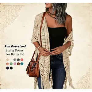 Womens  Oversized Open Front Outwear New Spring & Summer Hollow Out Crochet Tassel Lightweight Kimonos Sweater Outdoorfun 2026 Womenswear Overall Style Knitwear Piece Tops thin