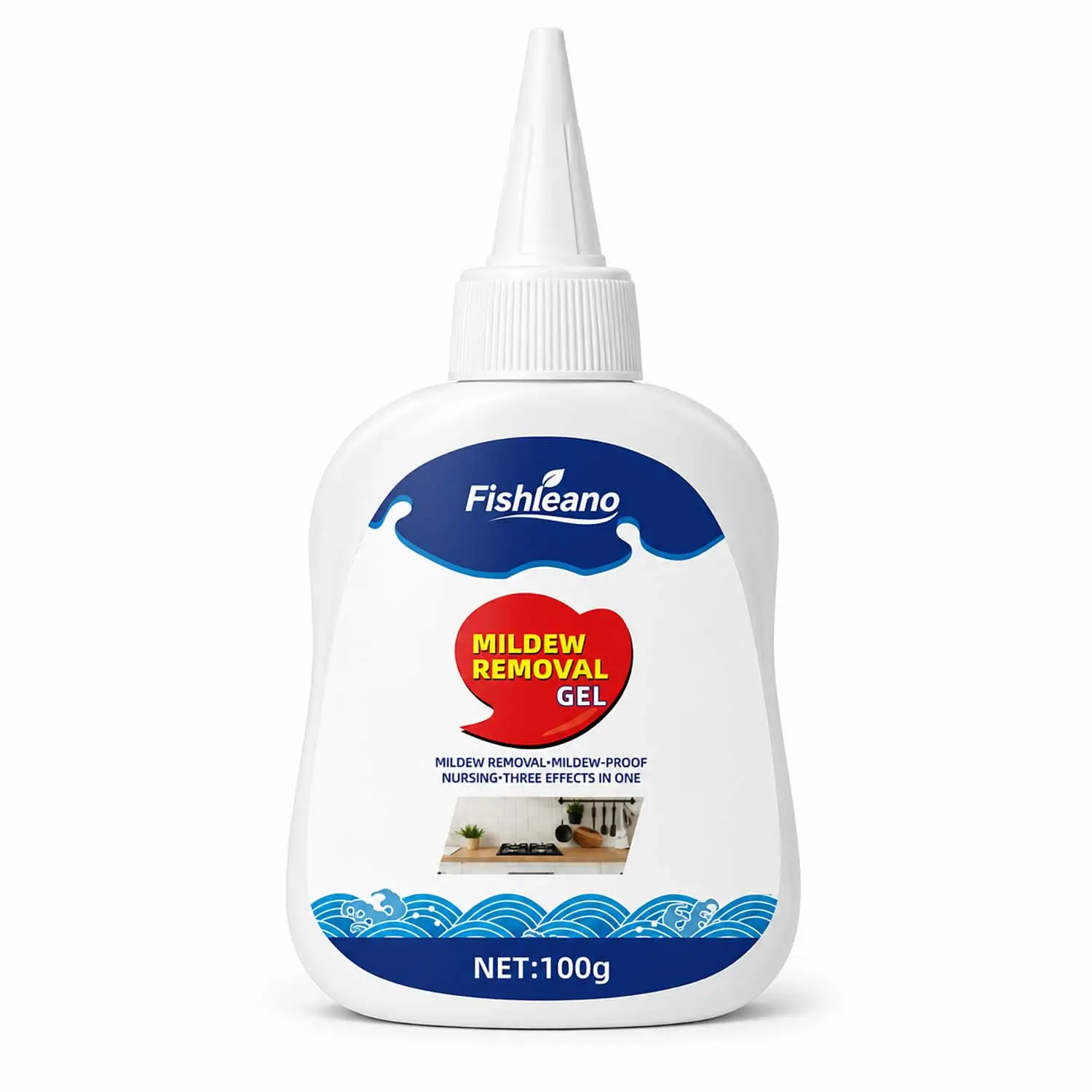 Mold-removing gel for walls, tiles, washing machines, fridges, silicone seals and window gaps; mould removal, sterilisation and anti-mould treatment
