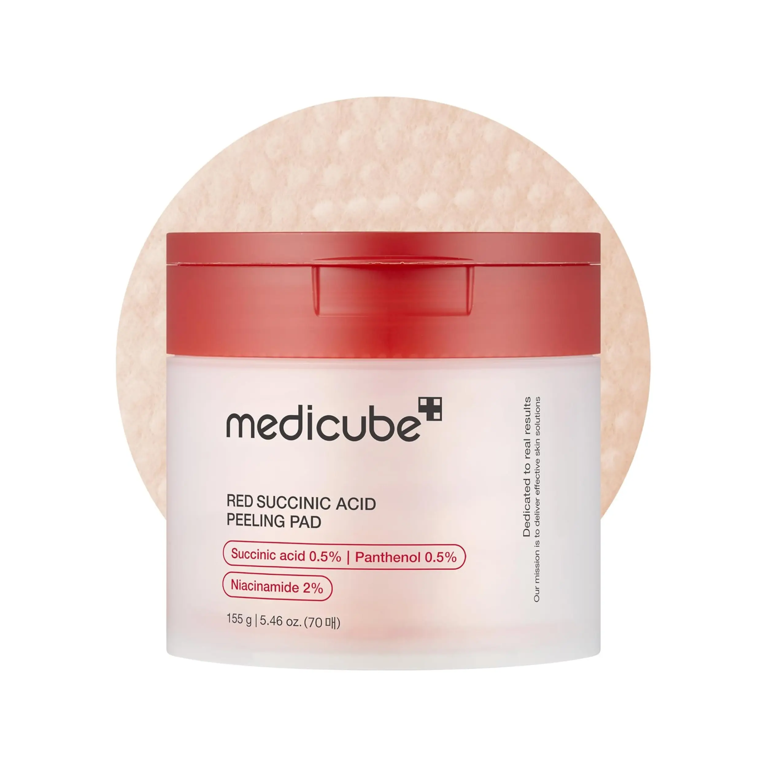 [Official Medicube Partner] Red Succinic Acid Peeling Pad (70ea) - Exfoliating Toner Pad for Breakout-Prone Skin | Niacinamide, AHA, BHA, and Soothing Panthenol - Non-Comedogenic