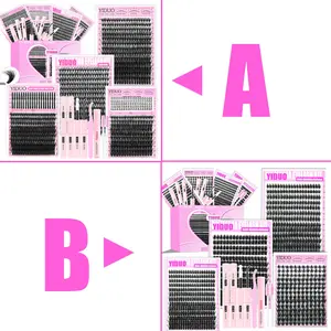 YIDUO 6 Styles Lash Clusters Lashes Kit 40D/60D/80D/100D/Spiky/Bottom Lashes Clusters Kit 1-20mm Cluster Eyelash Extension Kit 1000 Pcs D-Curl With Lash Bond and Seal*2, Lash Remover，Lash Tweezers,Eyelash Brush DIY at Home Easily, Eyelash Bond Glue