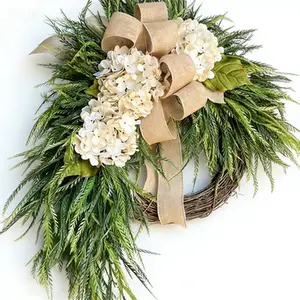 floral garland, garland silk flower, Hydrangea Wreath Hanging Ornament for Home Party Decor