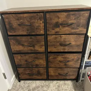【New Color】Dresser for Bedroom Drawer Dresser Organizer Storage Drawers Fabric Storage Tower, Chest of Drawers with 8 Fabric Bins, Steel Frame, Wooden Top