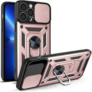 Phone Cases for iPhone 17 Pro Max 16 15 14 13 12 11 Pro Max Plus Case with Slide Camera Cover & Rotated Ring Kickstand Military Grade Shockproof with Magnetic Car Mount Holder Cover for iphone 17 Pro Max