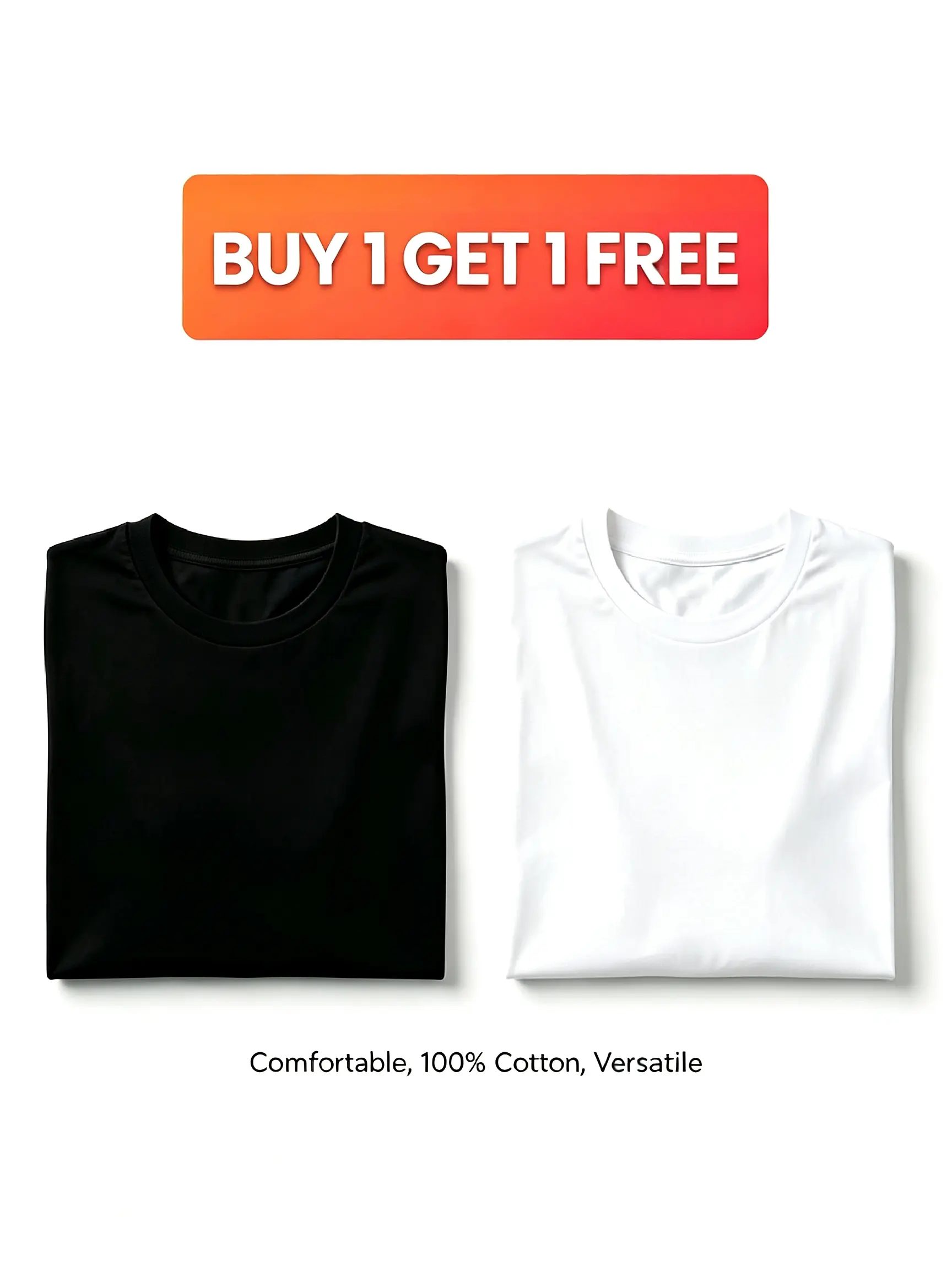 [BUY 1 GET 1 FREE] Menswear Heavyweight Cotton T-Shirt Pack (2-Pack) - Premium Ribbed Jet Drape Plain Blank Crewneck Short-Sleeve Tees, Solid All Black & White Mix, Unisex Oversized Fit, Gym & Casual Essentials Baggy Fabric