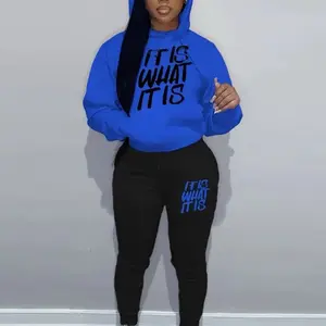 Women’s Two-Piece Letter Print Kangaroo Pocket Pants outfit