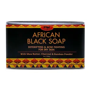 African Black Soap Bar Shea Butter, Charcoal Soap Bare & Bamboo Powder Anti Acne Soap Bar