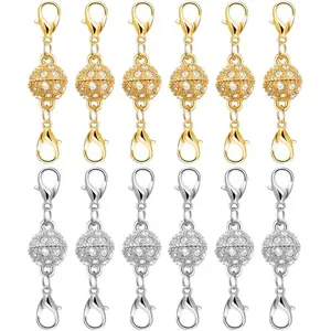 12 Pack Magnetic Necklace Clasps – Stainless Steel Jewelry Closures, Gold & Silver Extenders for Necklaces & Bracelets