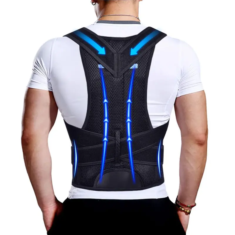 Unisex Posture Corrector Support Brace - Adjustable Neck/Shoulder Align Gear, Belted Full-Back Mesh, Velcro Fasteners, Waist Support, Wipe Clean, Youth Hiking Use, Nylon, S Size, Retractable, Storage, Benefits