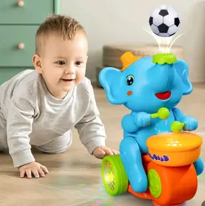 Dancing Musician Elephant Toy with Music and Flashing Light for Kids - Electric Drum Rattle Maracas Sensory Interactive Fun Toy