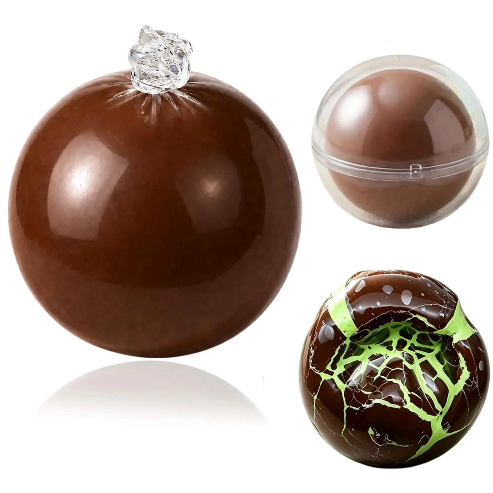 Stress Relief Spherical Fidget Toy with Cracking Wax Coating Shell, Clay Filled Round Design, Clear Plastic Storage Case volley ball