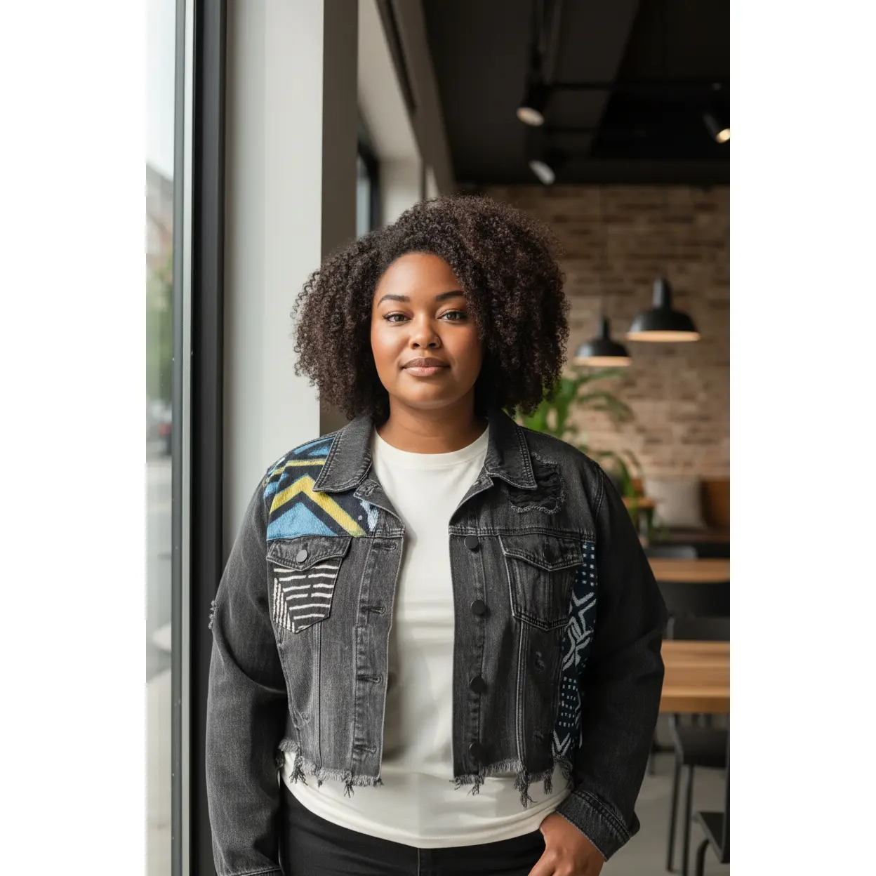Denim Fusion Upcycled Jacket-Gye Nyame