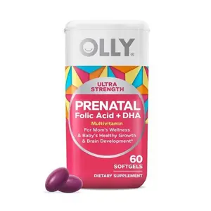 OLLY Ultra Strength Prenatal Multivitamin Softgels, Folic Acid + DHA, 60ct
