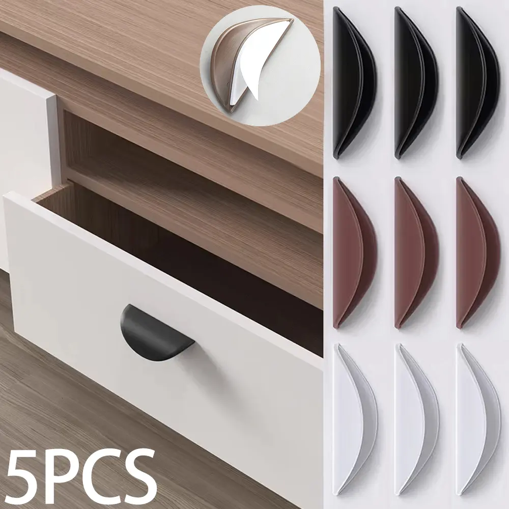 Self-Adhered Hardware - Furniture Drawer Knobs, Long Wardrobe Door Pulls for Home Bathroom Use, Room Accessories for Cabinets Closets Windows