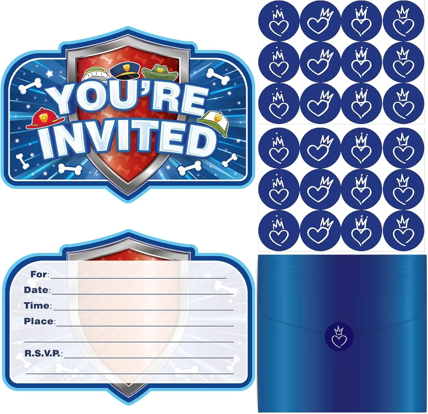 20Pcs Cute Birthday Invitations- Cartoon Invitations for Boys, Birthday Greeting Cards, Cute Animal Birthday Party Invitations With Sticker Labels 20 Envelope Gifts for Boys Girls