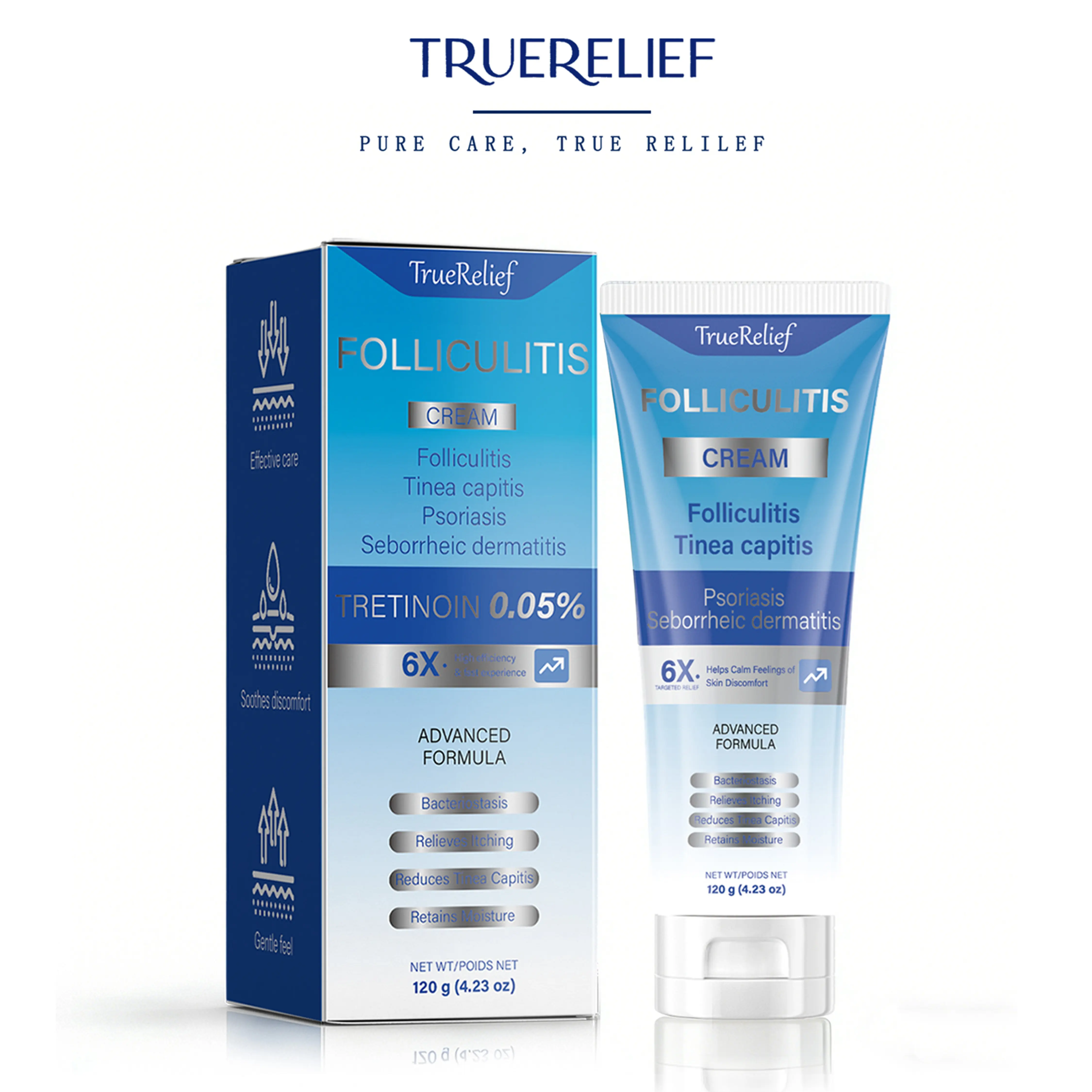 TrueRelief Folliculitis Soothing Cream – Botanical Skin Care for Keratosis Pilaris,Bumps & Rough Skin – Scalp, Face & Body Follicle Care Cream – Helps Soothe Irritated Skin & Improve Skin Texture, 120g