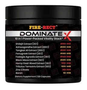 Fire-Rect Dominate X 10 in 1 Masculinity Maximizer Supplement, Shilajit for Men, Tongkat Ali, Ashwaganda, Fenugreek Muscle Growth, Energy, Drive, Strength, Recovery 2 Month (Pack of 1)