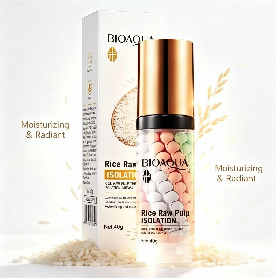 BIOAQUA 3-Color Makeup Base Primer, Moisturizing Formula for Even Skin Tone and Dewy Skin, Ideal Before Concealer & Foundation, 40g, Flawless Skin