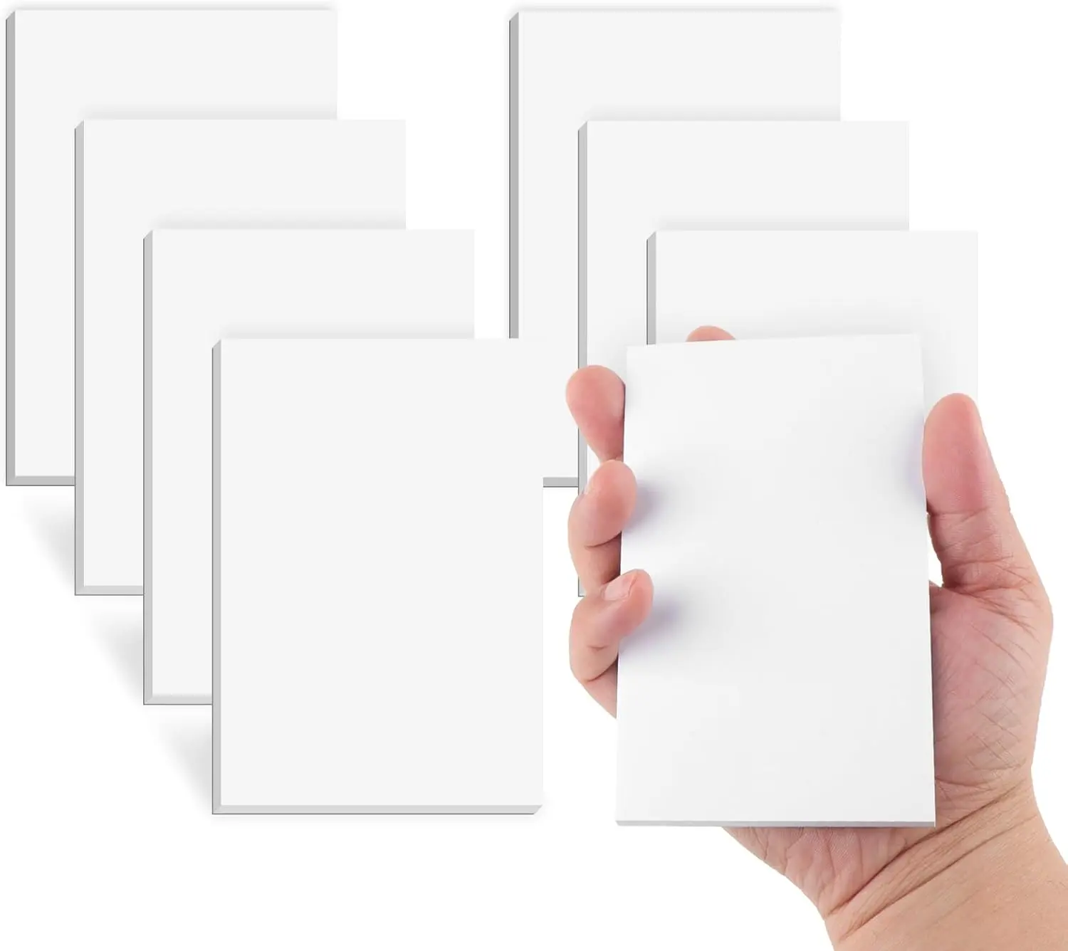 8 Pack Blank Notepad, White Scratch Pads for Writing, 50 Sheets Per Memo Pad for Jotting Down Quick Notes, Pads of Paper for Grocery and Shopping Lists, Small Server Notebook