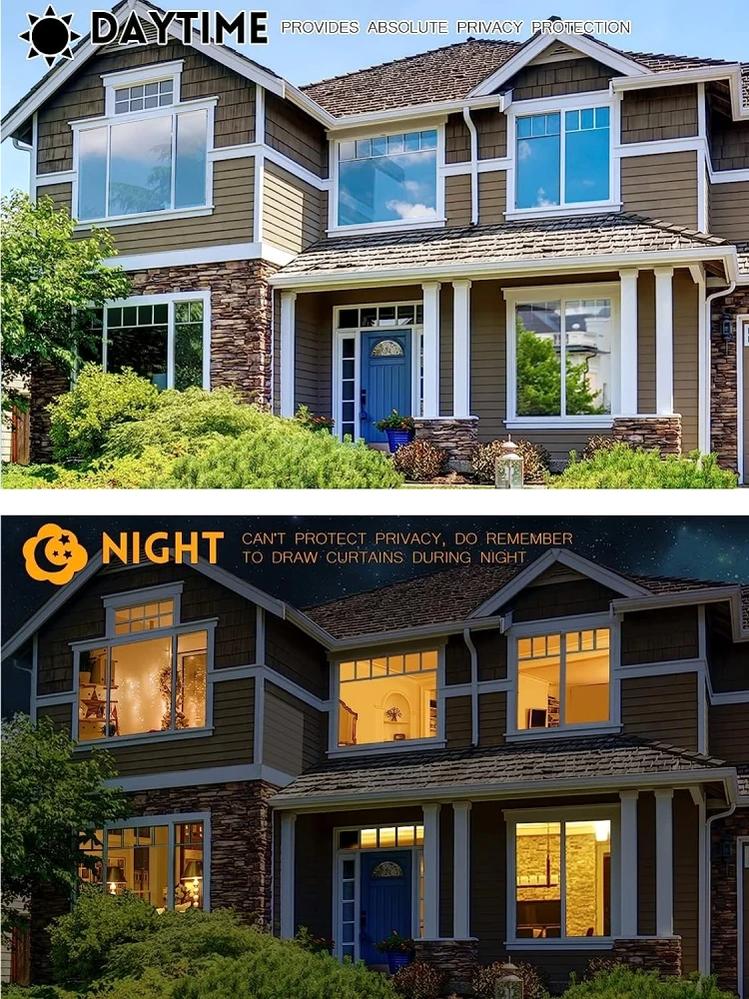 One Way Mirror Window Film - See Out Not In Daytime Privacy Tint, Heat Control UV Protection Static Cling Glass Cover for Home Office