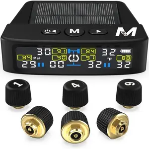 Marcala V2.0 Trailer Tire Pressure Monitoring System |   50ft Extended Range RV TPMS |   0-98/144 PSI suitable for RVs/campers/trailers |   Solar Charging and 6 Alarm Trailer Tire Pressure Monitoring System |   To prevent flat shoes and ensure greater saf