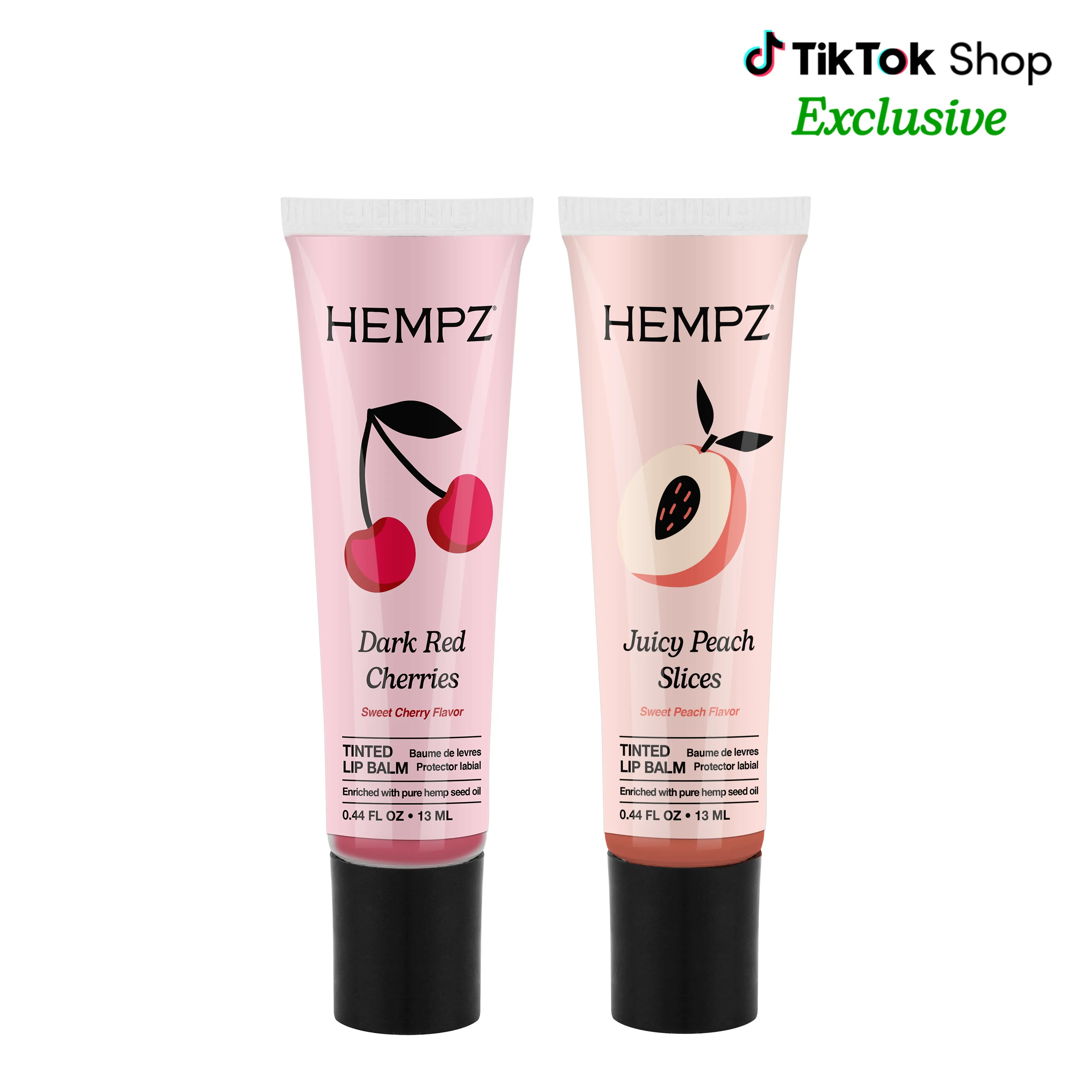 Hempz Exclusive Tinted Juicy Lip Balm Bundle Set, 0.44 fl oz, Peach-Flavored, Sweet Aroma, Natural Oils-Infused Lip Care Treatment