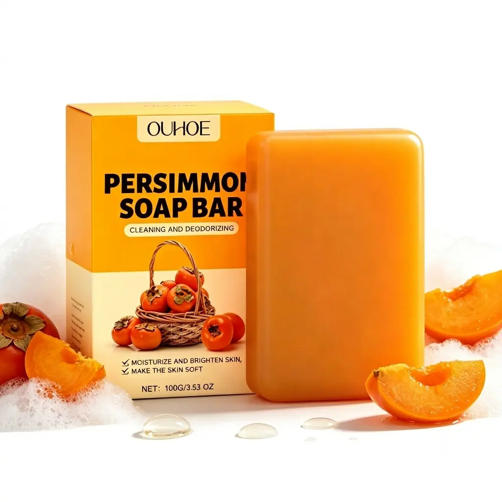 Natural Persimmon Soap Bar for Body Odor Control, Organic Deodorant Body Persimmon Bar Soap for Old People Smell, Remove Body Odor Bath Soap, Persimmon Body Wash Soap for Women & Men