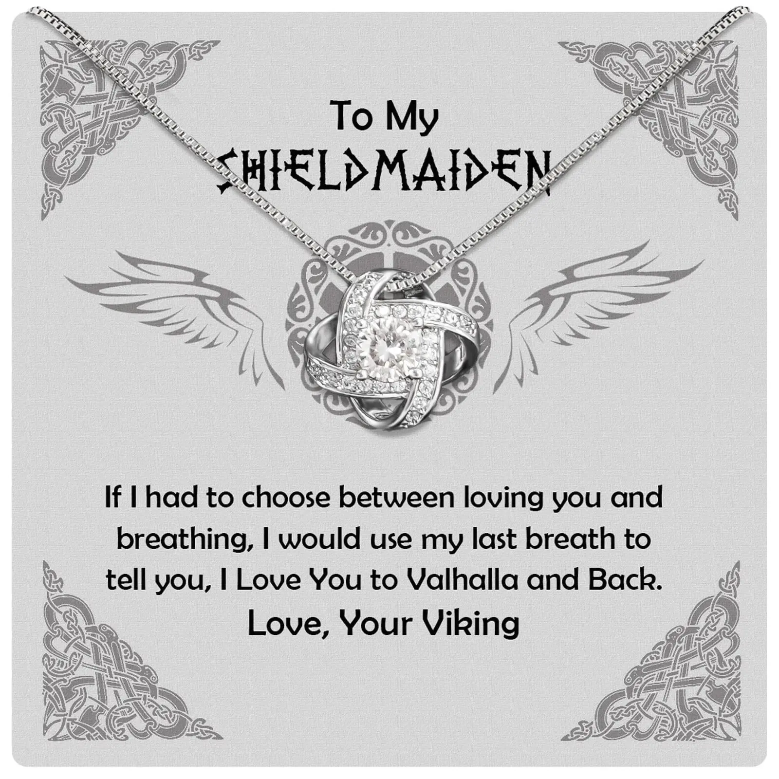 Shieldmaiden Viking Necklace For Women, Norse-Inspired Jewelry Gift For Wife or Girlfriend